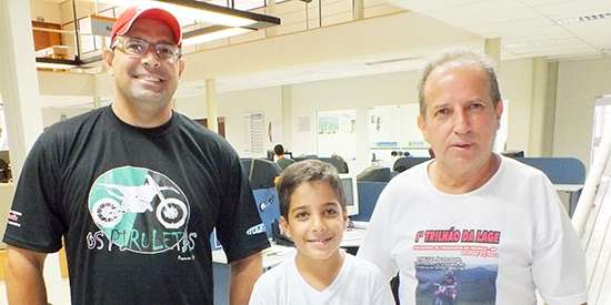 José Berdú, organizador do 2º Trilhão da Laje, Mário Vilhena e seu filho Victor